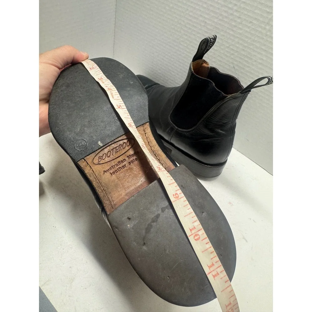 Booteroo Australian Made Black Leather Chelsea Boots Square Toe Pull On Mens
